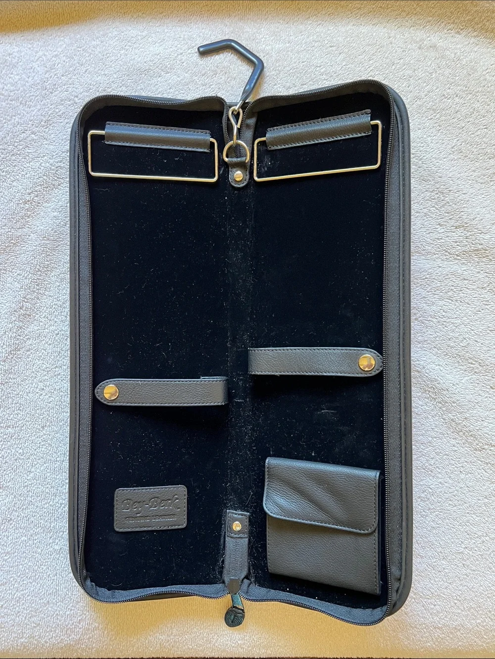 Black Leather Travel Tie Case